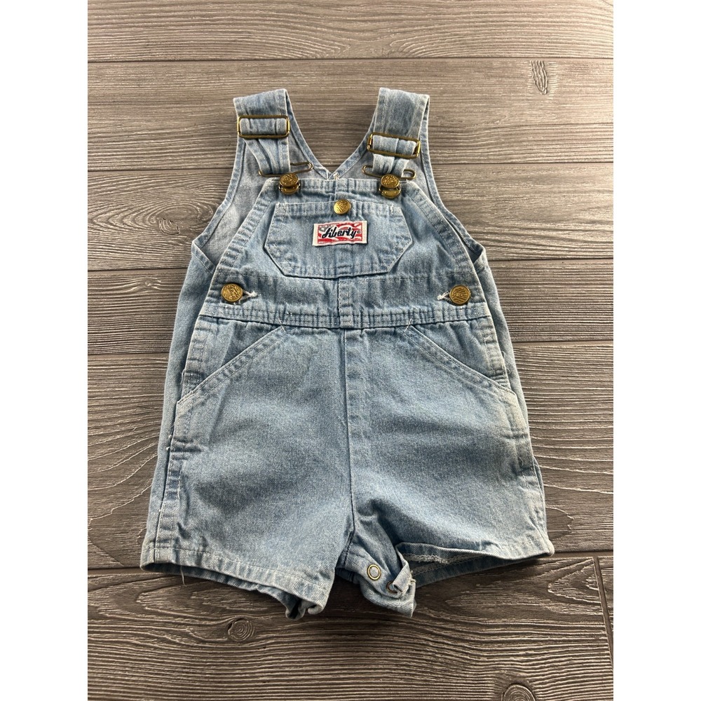 Liberty Denim Overalls Toddler Infant Size 18M Light Wash Blue Jean Made USA 90s